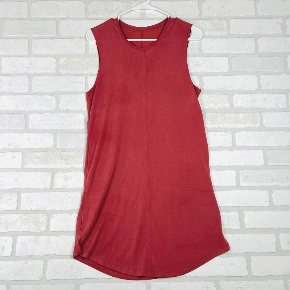 Zyia Active Womens Brick Red Sleeveless Longline Tunic Tank Top Reflective Logo